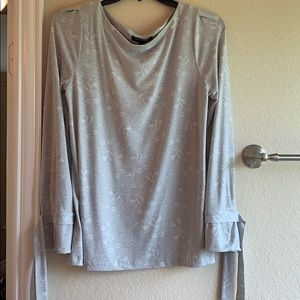 Boatneck silky long sleeved blouse
